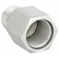 This rigid straight adapter connects male NPTF threads to male ORB threads in hydraulic systems. It is used to join components such as pumps, valves, and cylinders in industrial fluid power applications. Steel construction provides strength for high-pressure service