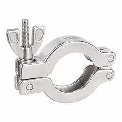 This vacuum tube clamp is designed for securing tubing connections in high-vacuum systems. It accommodates 1 in tube size and is rated to 10-7 torr at 72°F. The clamp connection type ensures a secure fit, and the trade number is 25. Lanyard is not included.