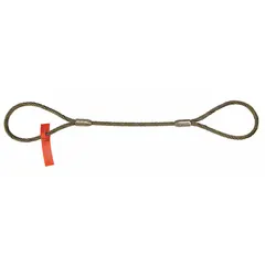 This 4-foot single-leg eye wire rope sling is constructed from galvanized steel for corrosion resistance. With a vertical capacity of 2200 lb, it is suited for lifting and rigging tasks in industrial environments such as construction, manufacturing, and warehousing. Made in the USA.