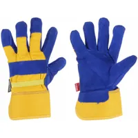 BDG Leather Gloves: Premium, Work Glove, Cowhide, Wing Thumb, Safety Cuff, Thinsulate™, Yellow, 1 PR (MPN 30-9-473TFLW)