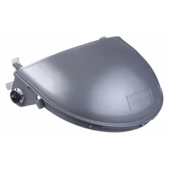 This Noryl gray crown features a slotted attachment type for mounting face shields onto hard hats. It is compatible with Fibre-Metal E2 series hard hats (model E2SW). Suitable for industrial head protection applications where face shields are required.