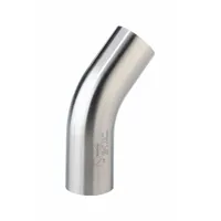 Sanitary Fitting Elbow: 45° Elbow, 3/4 in OD x 3/4 in OD Size, Weld, 6MO Stainless Steel (MPN TE2KS6MO.75-PL)
