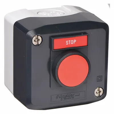 SCHNEIDER Control Station: Flush Push Button, 0 Pilot Lights, 1NC, Stop, (1) Push Button - Push-Button Control Stations