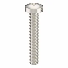 Pan head machine screws with M4x0.70 thread, 25 mm length, made from 316 stainless steel with a plain finish. Each screw features a #2 Phillips drive. Supplied in a 50-piece pack. Used for general assembly and fastening applications requiring corrosion resistance.