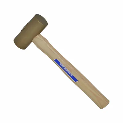 VAUGHAN Brass Mallet: Wood Handle, 2 lb Head Wt, 1 1/2 in Dia, 3 1/2 in Head Lg - Brass Mallets