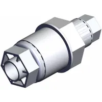 Compression x compression PFA fitting from the SMC LQ3 series, designed to connect 1/2 in OD to 1/4 in OD tubing. Suitable for clean fluid handling systems requiring corrosion resistance. Complies with RoHS_6 and RoHS_10 standards