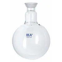 This 100 mL receiving flask is made of uncoated borosilicate glass and is designed for use with rotary evaporators. It serves as a collection vessel for distilled solvents during evaporation processes in laboratory settings