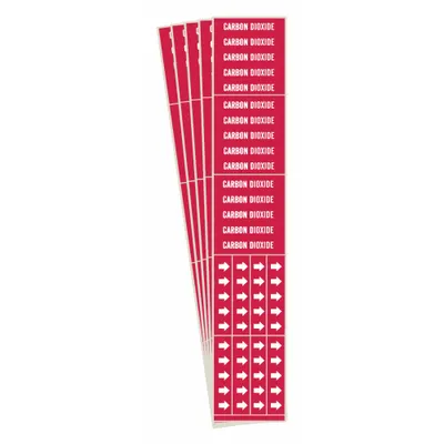 BRADY Pipe Marker: Carbon Dioxide, Red, White, Fits 3/4 in and Smaller Pipe O.D. - Carbon Dioxide Adhesive Pipe Markers