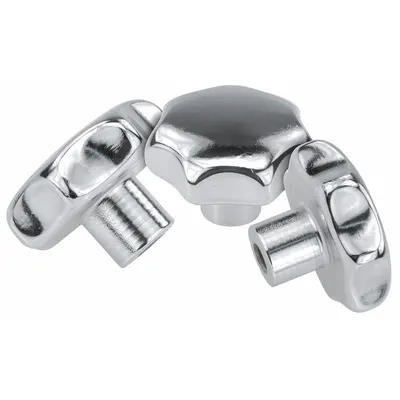 KIPP Corrosion-Resistant 7-Arm Knob with Unthreaded Hole - Corrosion-Resistant 7-Arm Knobs with Unthreaded Hole