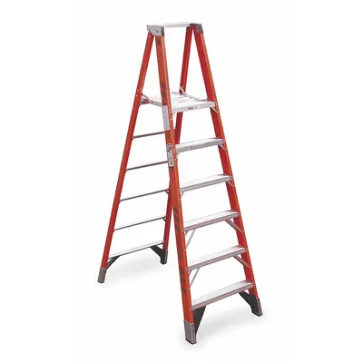 WERNER Platform Stepladder: 6 ft Ladder Size, Fiberglass, 375 lb Load Capacity - Non-Conductive Fiberglass Platform Stepladders