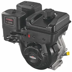 Gasoline engine with recoil start, delivering 14.5 lb-ft gross torque. Features a 1-inch diameter shaft with a keyed 1/4-inch keyway. Suitable for heavy-duty outdoor power equipment such as commercial mowers, pressure washers, and generators.