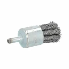 This heavy-cleaning brush features a twisted steel fill for aggressive cleaning on carbon steel surfaces. With a 1 in diameter, 0.014 in fill diameter, and 1/4 in shank, it is suited for removing rust, scale, and weld slag in metal fabrication, maintenance, and industrial finishing applications.