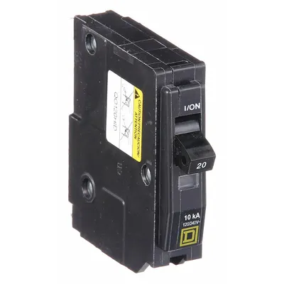 SQUARE D Miniature Circuit Breaker: 20 A, 120/240V AC, Single Phase, 10kA at 120/240V AC - QO Series, Plug-In Square D Miniature Circuit Breakers