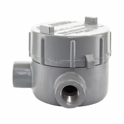 HUBBELL KILLARK Conduit Outlet Body: Aluminum, GE, 1 in Trade Size, L Body - L Round Body - 90° Elbow Type