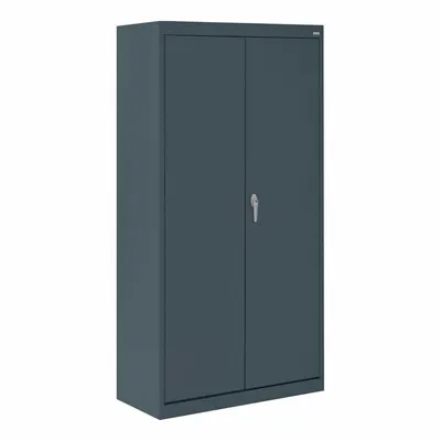 SANDUSKY Commercial Shelf Cabinet, 30x18x66 in, Charcoal, Swing Handle & Keyed - Commercial Shelf Cabinets