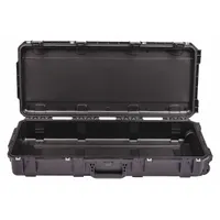 This SKB standard long case is constructed of black plastic with latch closures and two wheels for mobility. It measures 14 1/2 in x 36 1/2 in x 6 in and weighs 15 lb. Supplied without foam, it is suitable for transporting and storing long items such as tools, audio gear, or cameras where custom padding is desired