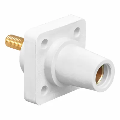 LEVITON Single Pole Receptacle: White, Straight Taper Nose Mating, Threaded Stud Termination - Receptacles with Threaded Stud Terminations