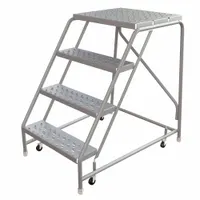 BALLYMORE Rolling Ladder: 3.3 ft Platform Ht, Assembled, Aluminum, Wt-Actuated, Perforated (MPN WLAR004246-D4)