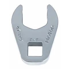 SAE open end crowfoot wrench with a 5/16 in head size and 1/4 in drive size. Chrome finish. Used to access fasteners in confined spaces where standard sockets or wrenches cannot fit, attaching to a ratchet or torque wrench.