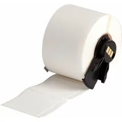 Vinyl wraparound label, black on white, sized 1 1/2 in x 1 1/2 in. Designed for wire gauges from 10 AWG to 4 AWG. Compatible with BMP61 printer series and requires M61-R6610 ribbon. Used for permanent wire and cable identification in industrial wiring applications.