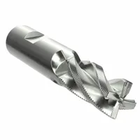 Cobalt roughing end mill with 1/4" diameter, 5/8" length of cut, and 2-7/16" overall length. Features 3 flutes and fine pitch geometry for efficient material removal in roughing operations on ferrous materials