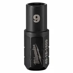 This 9 mm, 6-point short impact socket is designed for use with impact wrenches in fastening applications. It has an overall length of 1 41/64 in and features a black oxide finish. Suitable for automotive, construction, and industrial assembly tasks.
