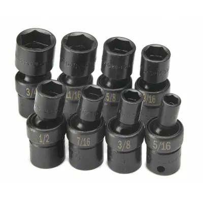 SK PROFESSIONAL TOOLS Impact Socket Set: 3/8 in Drive Size, 8 Pieces - SAE Flex Impact Socket Sets