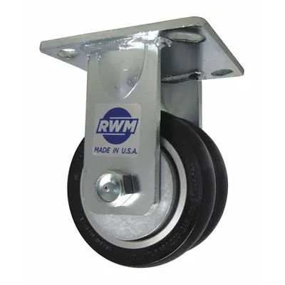 RWM Plate Caster: Rigid, Polyurethane, 8 in Wheel Dia, 2 in Wheel Wd, 10 1/8 in Mounting Ht - Heavy-Duty General-Purpose Kingpinless Plate Casters