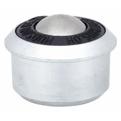 Drop-in mount ball transfer with a 1 3/16 in diameter ball and 1/2 in projection. Supports a ball load capacity of 500 lb. Used in material handling systems to enable omnidirectional movement of loads on conveyor lines, turntables, and workstations.