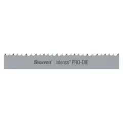Bi-metal blade for cutting stainless steel and hard alloys. Hook cutting edge with 10/14 tooth configuration. Length 7 ft 9-1/2 in. Suitable for industrial metalworking applications such as die cutting and fabrication.
