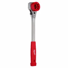 This SAE 4-in-1 ratcheting box end wrench features a 4-point design and natural steel finish. Head sizes include 1 in, 3/4 in, and 1 1/8 in, with an overall length of 13 1/2 in. Suitable for tightening and loosening fasteners in maintenance and mechanical tasks.