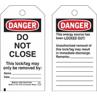 BRADY Danger Tag: Danger, Do Not Remove Tag, Polyester, Remarks, Write-On Surface, English, Danger (MPN 50265)