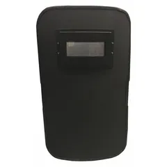 This curved polyethylene ballistic shield is rated NIJ III+ and measures 34 inches in height by 20 inches in width, weighing 23.01 pounds. It is designed for use in tactical operations such as high-risk entries, active-threat response, and riot control, providing ballistic protection against rifle rounds.