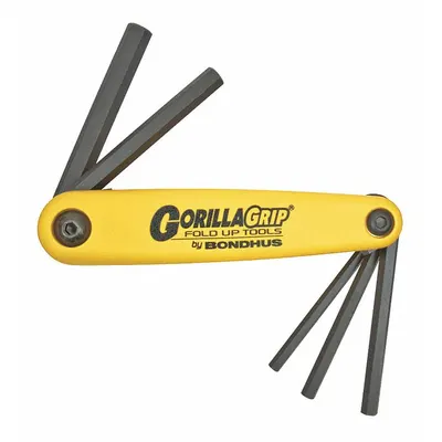 BONDHUS Hex Key Set: 1 - 5 Pieces, Folding, SAE, Std End, Long, 1 Pieces, Black Oxide - Folding Key Sets