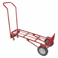 DAYTON Convertible Hand Truck: 700 lb as Hand Truck, Dual-Handle, Red, 14 in W x 8 in D