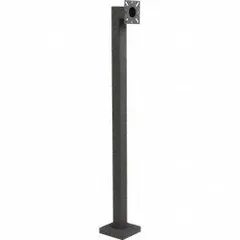 Black powder-coated carbon steel pedestal for mounting card readers in gate operator systems. Overall height 42 in, footprint 4 in x 5 in. Includes carriage bolt hardware for secure installation.