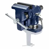 Multi-angle precision vise with a 4-inch jaw face width and 4-inch maximum jaw opening. Features serrated/V-grooved jaws for secure gripping of round and irregular parts. Suitable for precision clamping and positioning in machining, tooling, and inspection applications