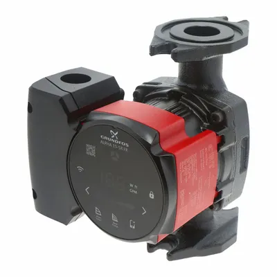 Grundfos Circulating Pump: 1/8 hp HP, 115V AC, Cast Iron, Variable, 8 gpm, 19 ft Max. Head - Intelligent Inline Circulator Pumps