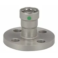 This steel press-fit pipe flange with EPDM seal is used in industrial piping systems for connecting steel pipes. It is suitable for applications requiring leak-proof joints in HVAC, plumbing, and process systems. Overall length is 2 31/32 inches