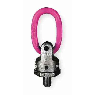 RUD CHAIN Hoist Ring: Pivot/Swivel, Steel w/Pink Powder-Coated Bail, M24-3, Max. 8,820 lb - Rotate-Under-Load Hoist Rings
