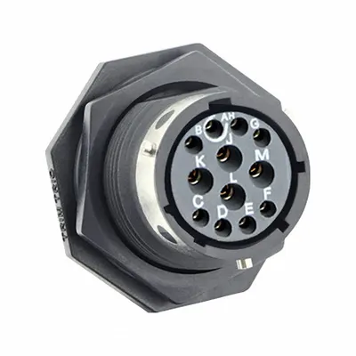 SOURIAU Trim Trio UTGX 14 Jam Nut Receptacle, 12 Contacts, 10 A, 250 V - Trim Trio UTGX Harsh Environment Circular Connectors