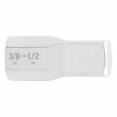 This adapter converts a 3/8" drive tool to accept 1/2" drive sockets. It features a square drive type with a locking mechanism to secure sockets during use. Overall length is 63/100 in. Commonly used in automotive repair, construction, and industrial maintenance.