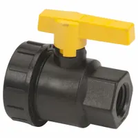 BANJO Manual Two-Way Ball Valve: 1/2 in, Polypropylene, Straight, FNPT x FNPT, Three-Piece, Lever (MPN UV050FP)