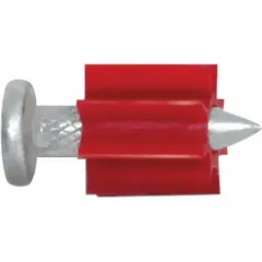 Pack of 100 pins for use with powder-actuated tools. Features a 0.3 in head diameter and 9/64 in shank diameter. Suitable for fastening materials to concrete, steel, or masonry in construction and industrial applications.