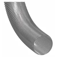 Light-duty clear PVC duct hose with black plastic helix for dust collection, fume extraction, and ventilation. Features 4 in inside diameter, 25 ft length, 6 psi pressure rating, 3.1 in bend radius, and temperature range -20° to 150°F