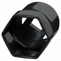 This SAE lock nut socket features a 2-5/8 in socket size with a 6-point standard design. It is used for removing and installing lock nuts on heavy-duty equipment such as trucks and machinery. The socket has a powder-coated finish.