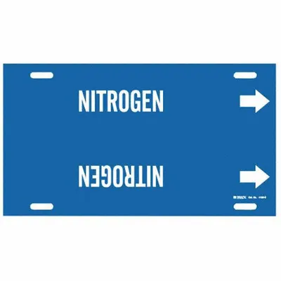 BRADY Pipe Marker: Nitrogen, Blue, White, Fits 8 to 9 7/8 in Pipe O.D., 1 Pipe Markers - Nitrogen Strap-On Pipe Markers