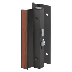 Recessed handle for sliding doors, designed to provide a locking mechanism for access control. Commonly used in warehouses, machine enclosures, and facility partitions. Measures 7 1/8 inches in height and 2 5/8 inches in width.