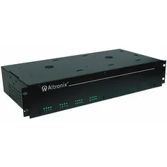 This power supply board with enclosure accepts 115V AC input and delivers adjustable 6-15 VDC output at 6A. Housed in a steel enclosure, it is suitable for rack-mount installations. Typical applications include powering security cameras, access control systems, and other low-voltage devices in commercial or industrial settings.