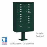 Cluster Box Unit: CBU, 18 Doors, Horizontal, 62 in H x 30 1/2 in W x 18 in D, Pedestal Mounting (MPN 3316GRN-U)